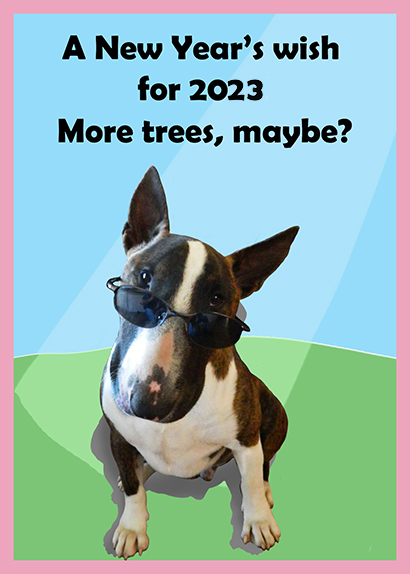 New Year card with funny dog