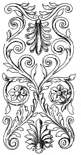 drawing with Victorian decor elements