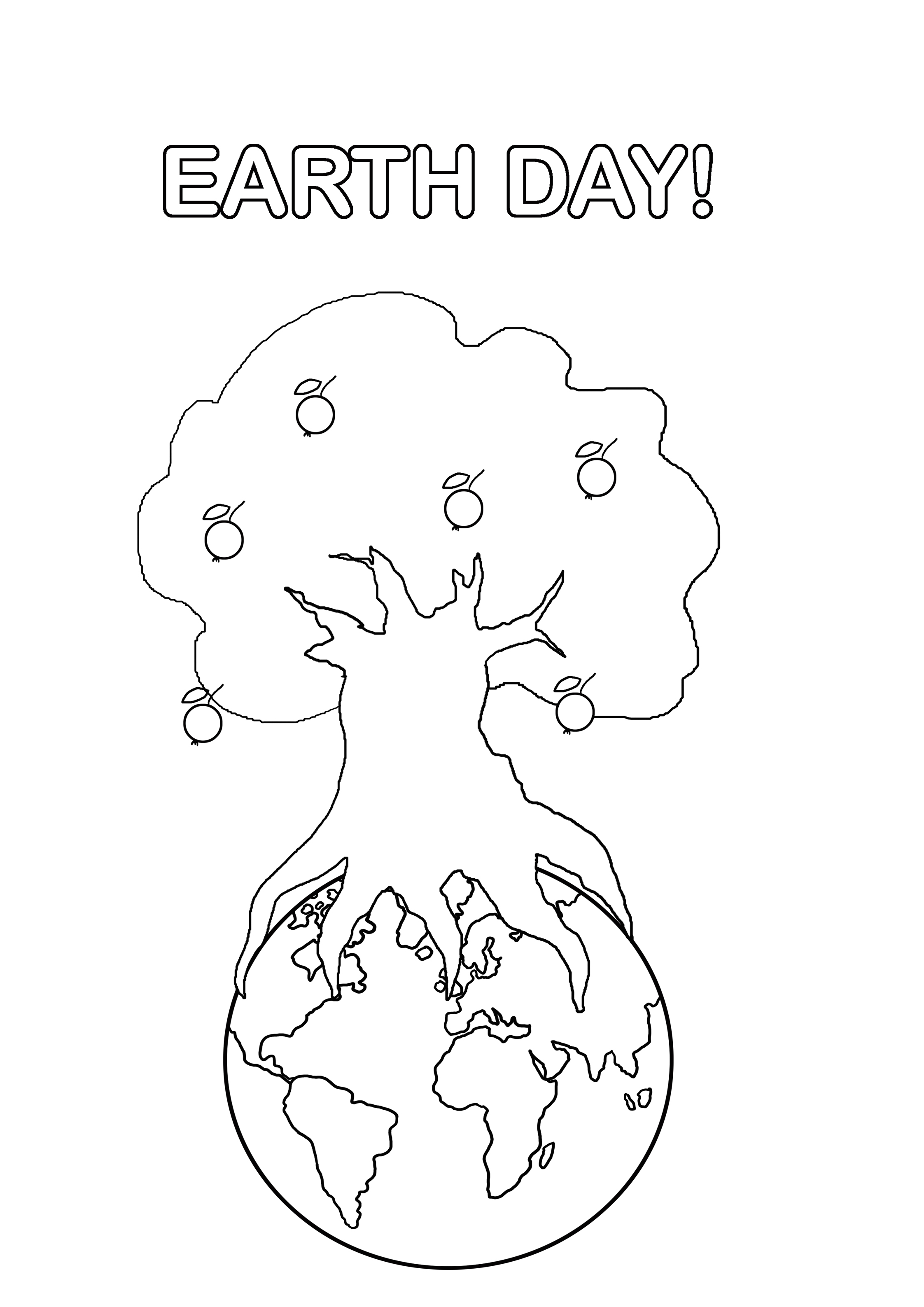 earth day coloring tree with apples