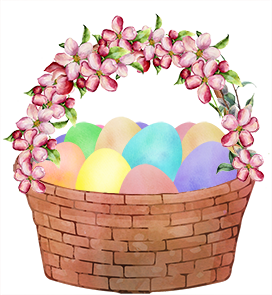 Easter basket watercolor flowers