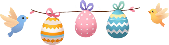 Easter border with birds and eggs