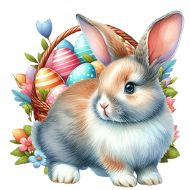 Easter bunny and Easter basket clipart