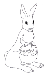 easter bunny with basket and eggs sketch