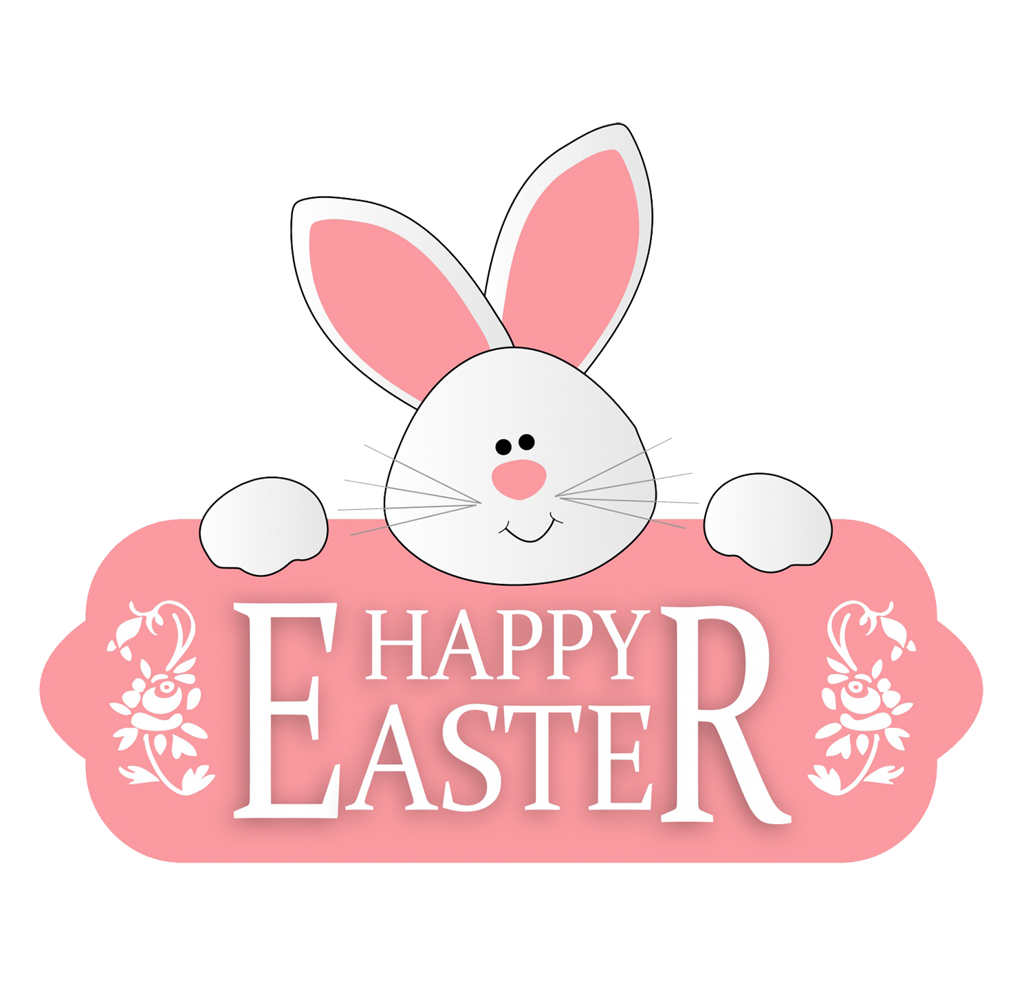 Happy Easter greeting with cute bunny banner