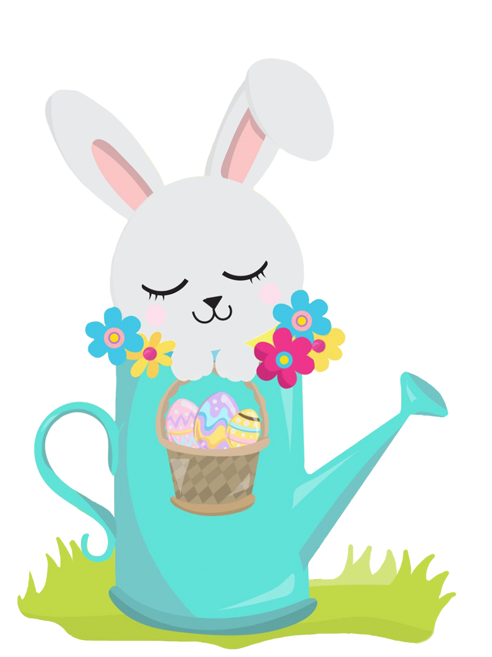 Easter bunny in watering can