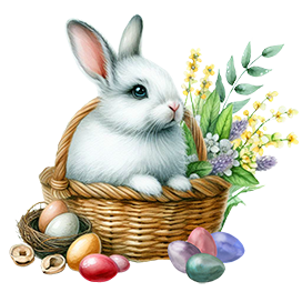 Easter bunny clipart in basket