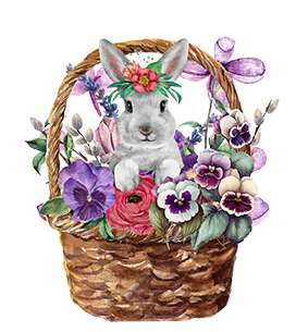 Easter basket clipart bunny flowers