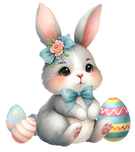 Easter bunny with Easter eggs clipart