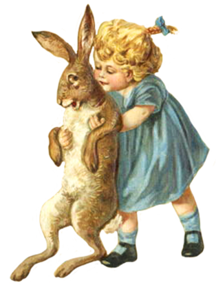 free Easter clip art with child and hare