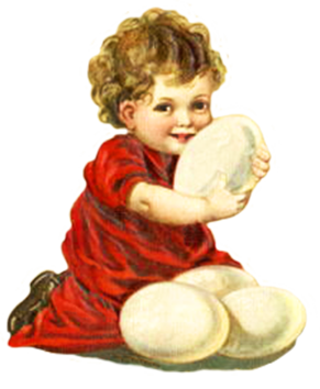 Easter clipart child with Easter eggs