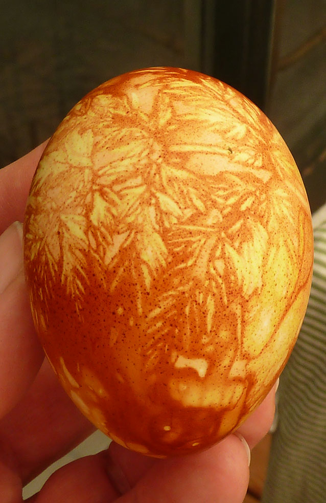 Onion peel decorated Easter egg