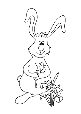 Easter coloring page bunny daffodils