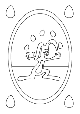 coloring page Easter bunny juggling eggs
