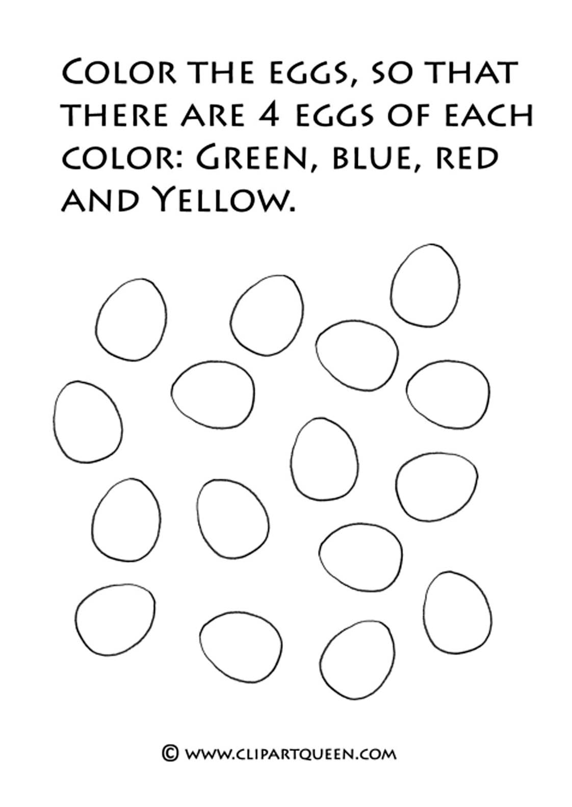Easter coloring pages eggs in different colors