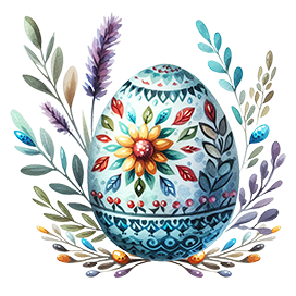 Easter egg and flowers clipart