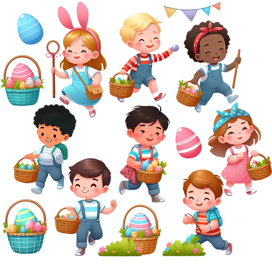 Easter egg hunt collection clipart
