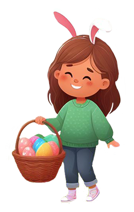 Easter egg hunt clipart girl with basket