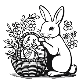 Easter hare with Easter basket for coloring