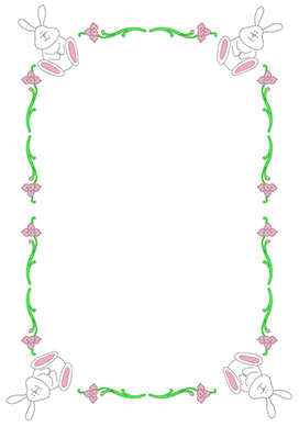 Easter border frame rabbits in corner