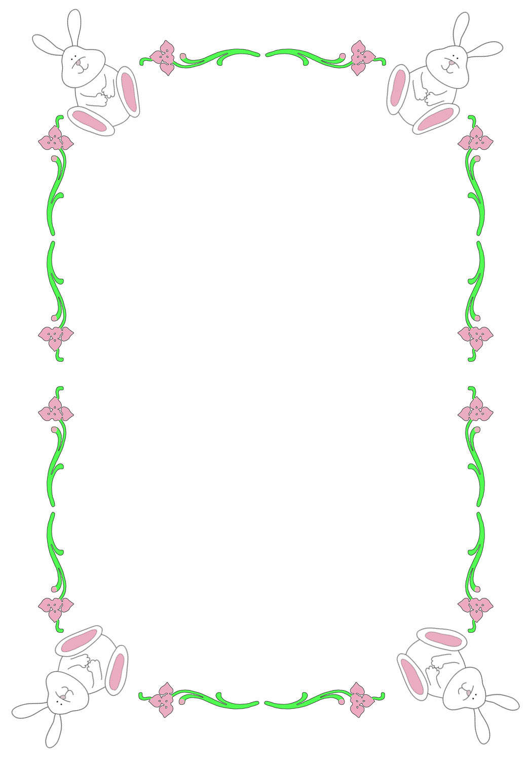 Easter rabbit frame and flowers