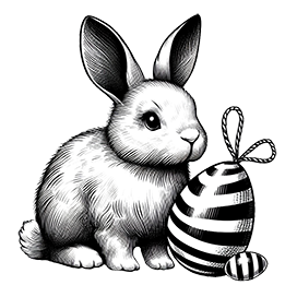 Easter rabbit cliaprt black and white