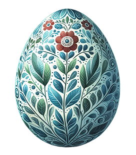 Egg decorated with flower drawings clipart