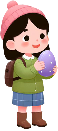 Easter clip art girl with egg from egg hunt