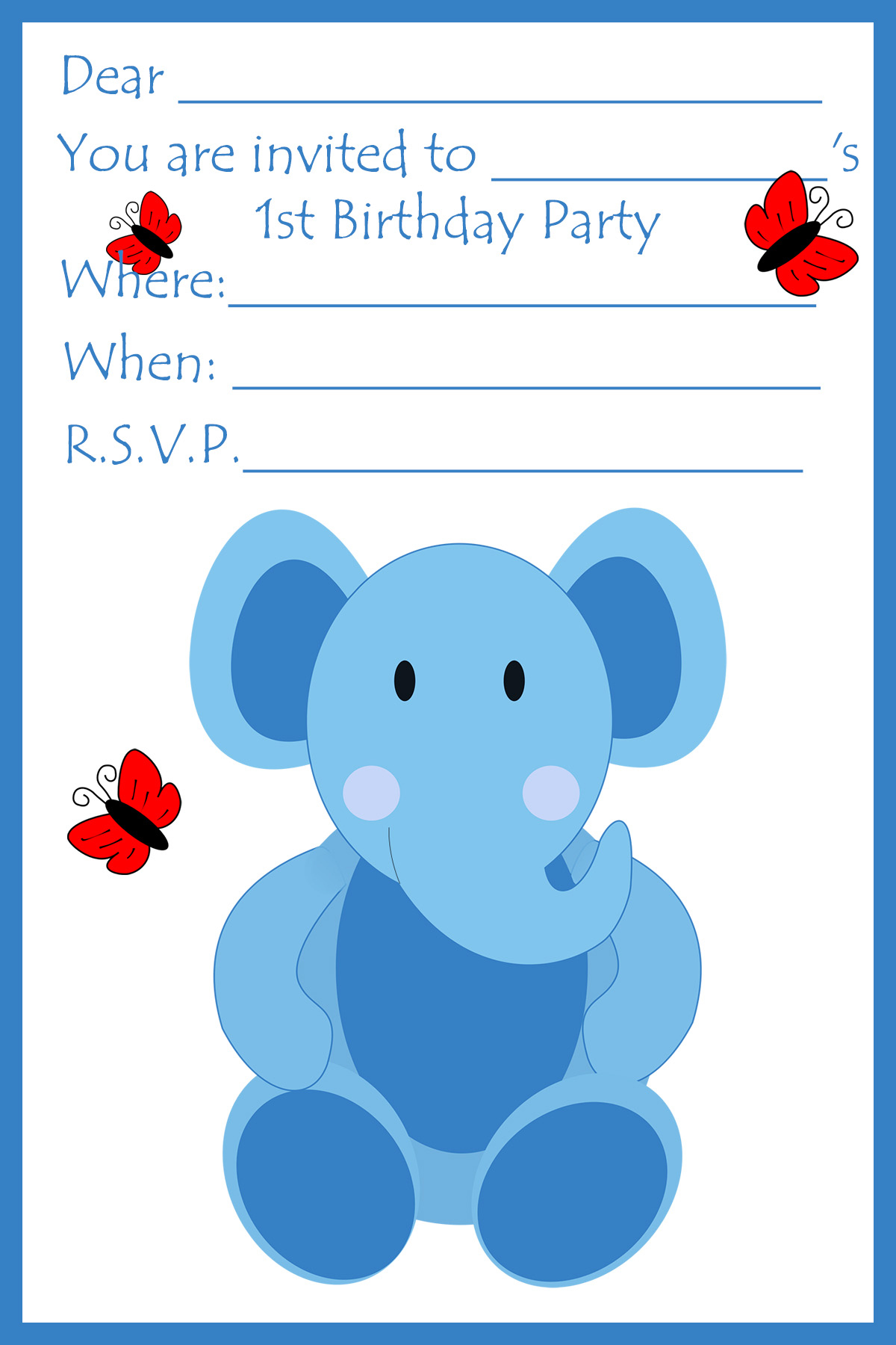 cute elephant birthday invitation baby birthday