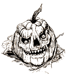 creepy pumpkin head for Halloween clipart