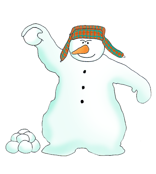evil snowman throwing snowballs