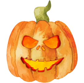 evil watercolor pumpkin head for Halloween