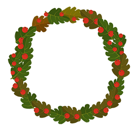 fall wreath with red berries clipart