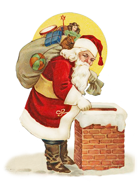 father Christmas chimney sack toys