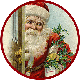 Vignette Father Christmas with gifts