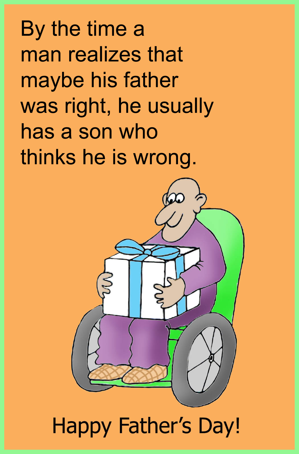 father's day greeting card old man in wheel chair