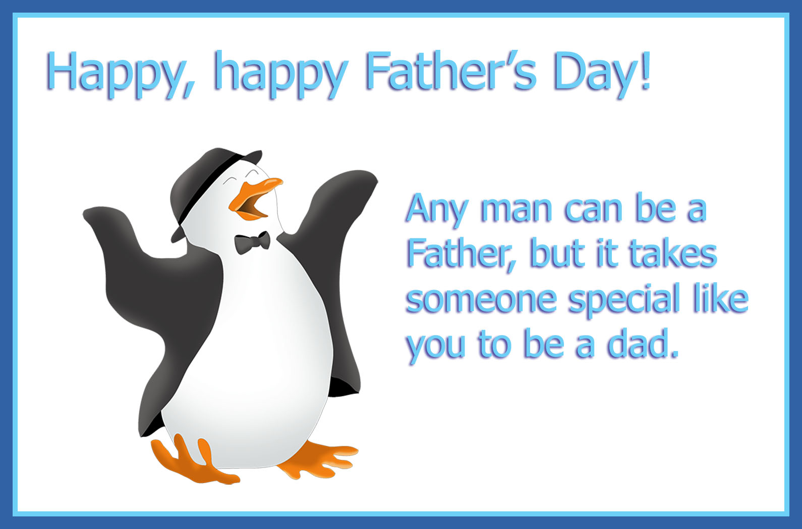 father's day greeting card with poem and penguin