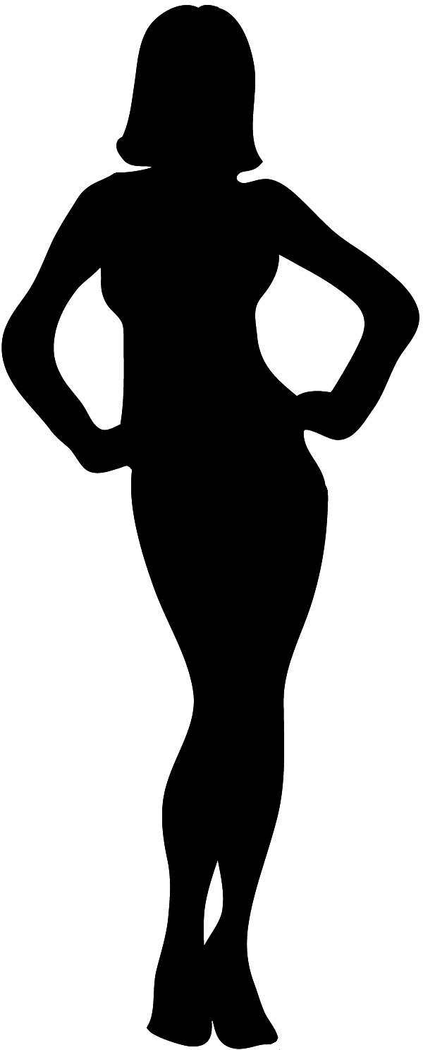 female silhouette black with outline