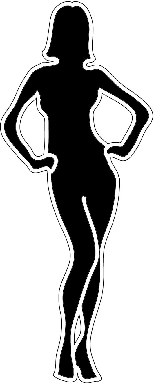 Black silhouette female with outline