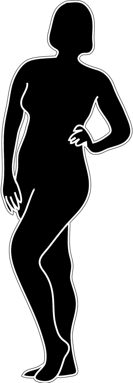 Silhouette of chubby woman and outline
