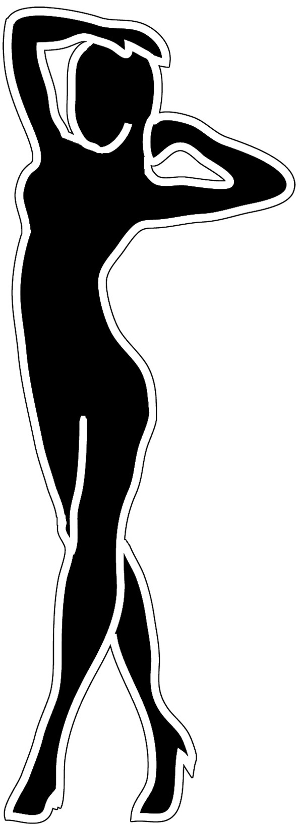 Black white silhouettes standing woman
