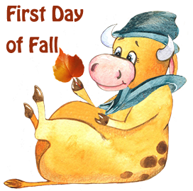 first day of fall with cute cow