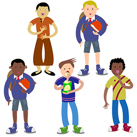 five school boys clipart