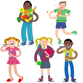 clipart five school kids