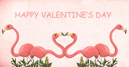 VALENTINE border flamingos