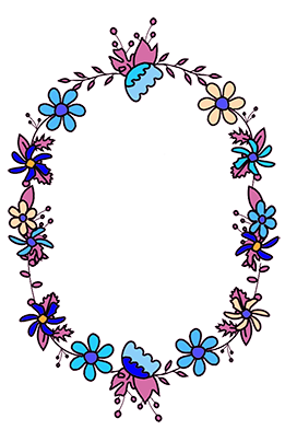 bluish flower frame ovale
