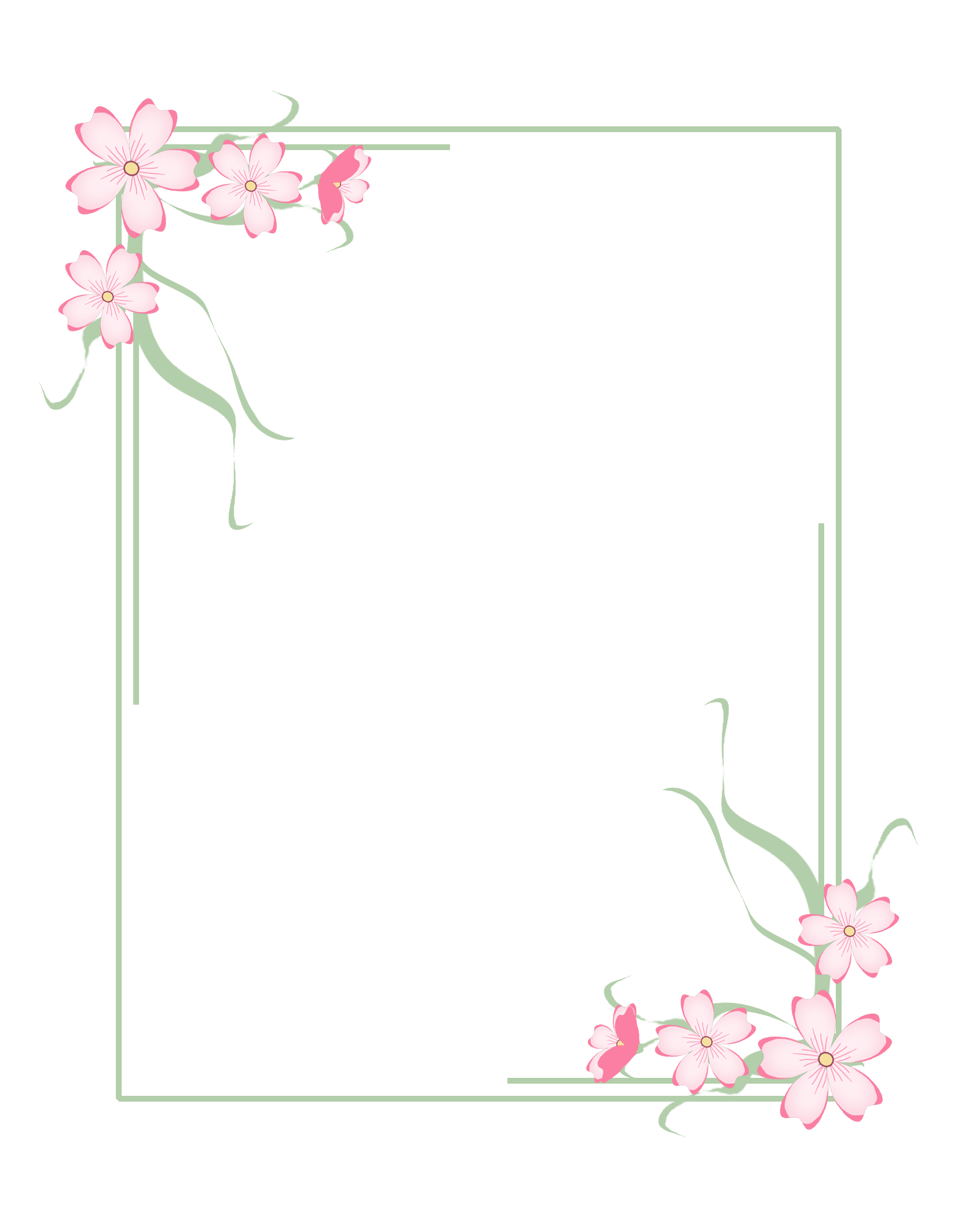 green frame pink flowers