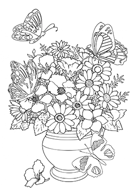 flower and butterfly coloring pages