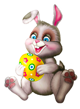 fluffy bunny with Easter egg