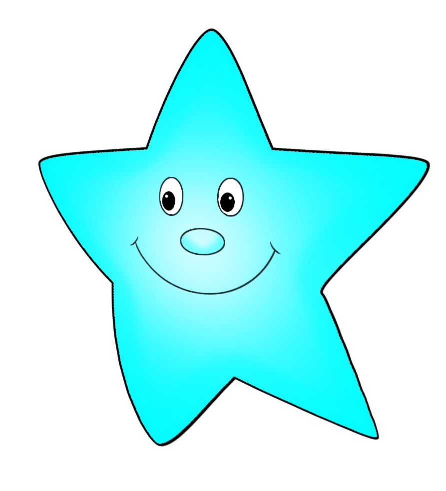 light blue cartoon star flying