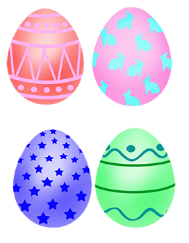 four decorated Easter eggs clipart